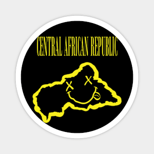 Vibrant Central African Republic x Eyes Happy Face: Unleash Your 90s Grunge Spirit! Smiling Squiggly Mouth Dazed Smiley Face Magnet